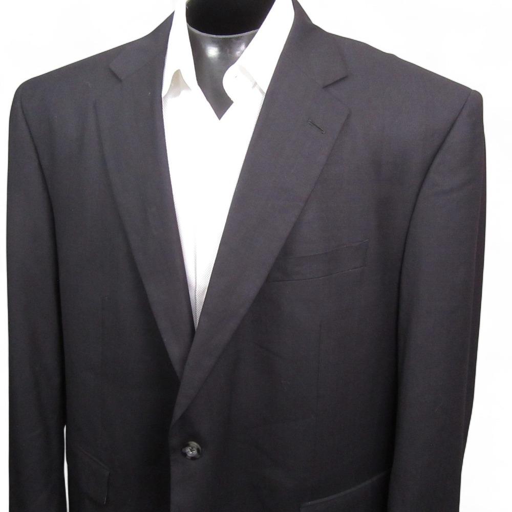 Stafford Essentials Sport Coat 50R Solid Dark Gray Single Vent‎ Poly Rayon Blend